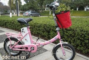 阳光粉色折叠简易锂电池电动自行车