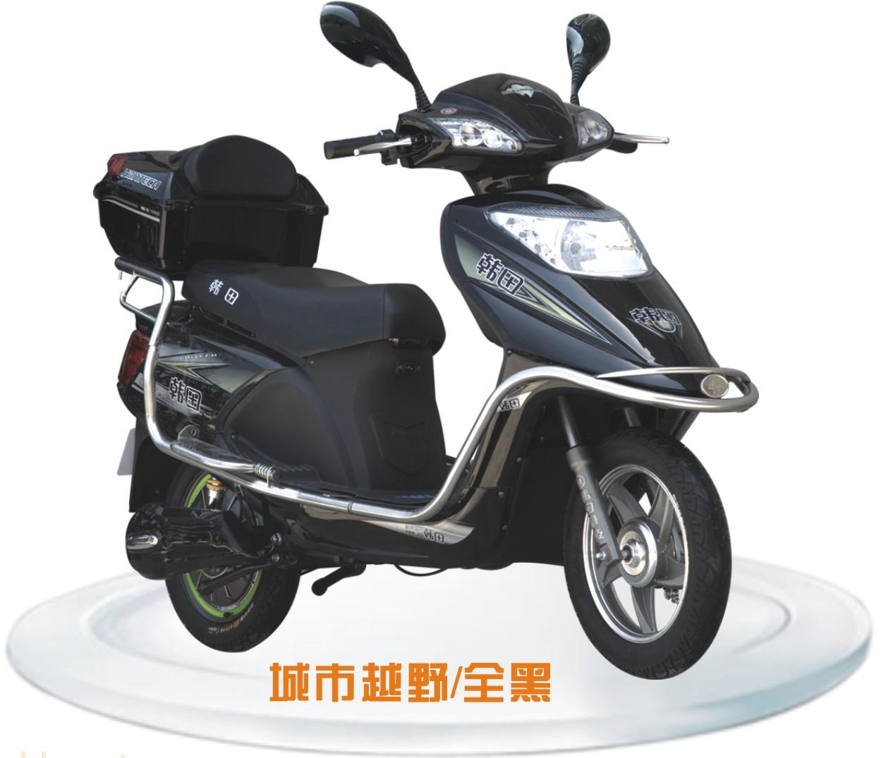 韩田城市越野黑色电动摩托车
