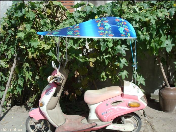 电动车蓬高档布料双层深蓝花