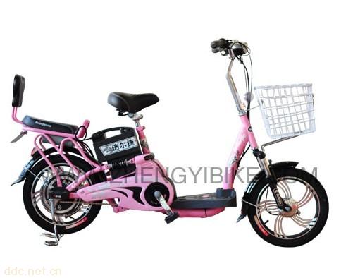 天津16寸金百合粉色简易电动自行车